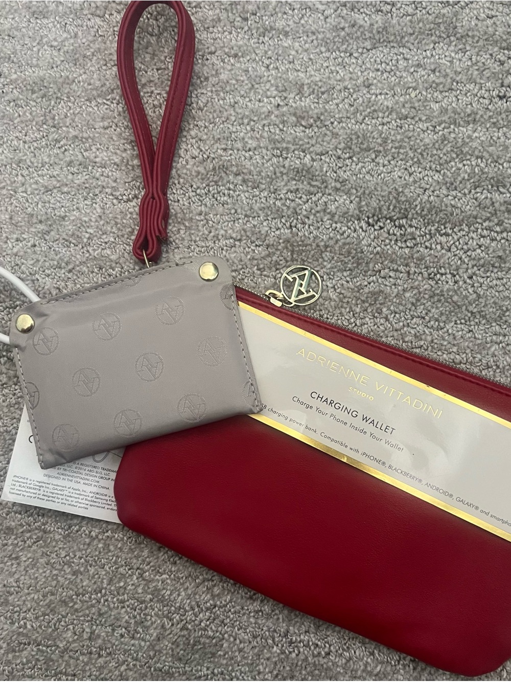 Adrienne Vittadini Red Wristlet Charging Wallet